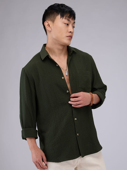 Classic Olive Creased Shirt