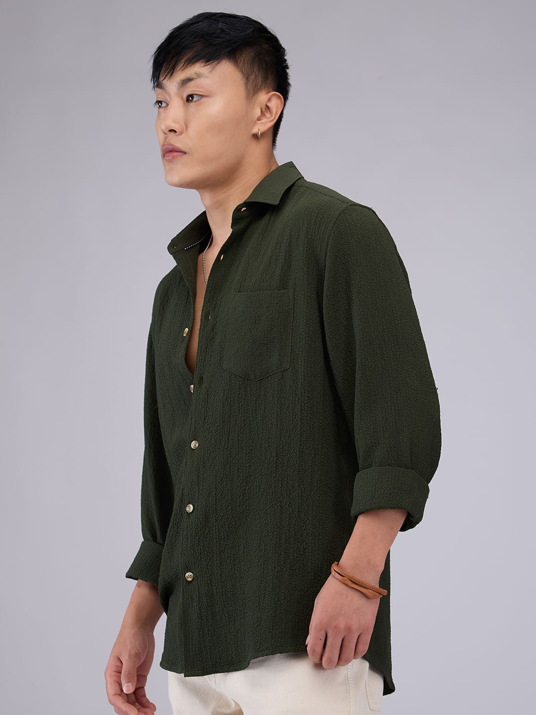 Classic Olive Creased Shirt