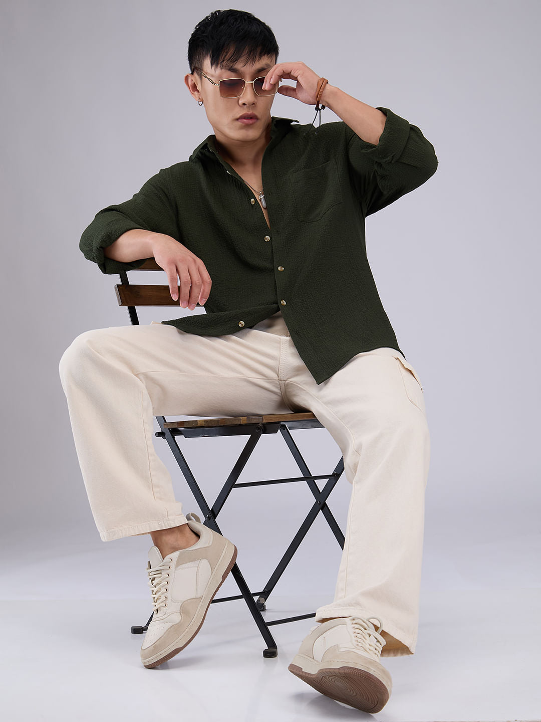 Classic Olive Creased Shirt