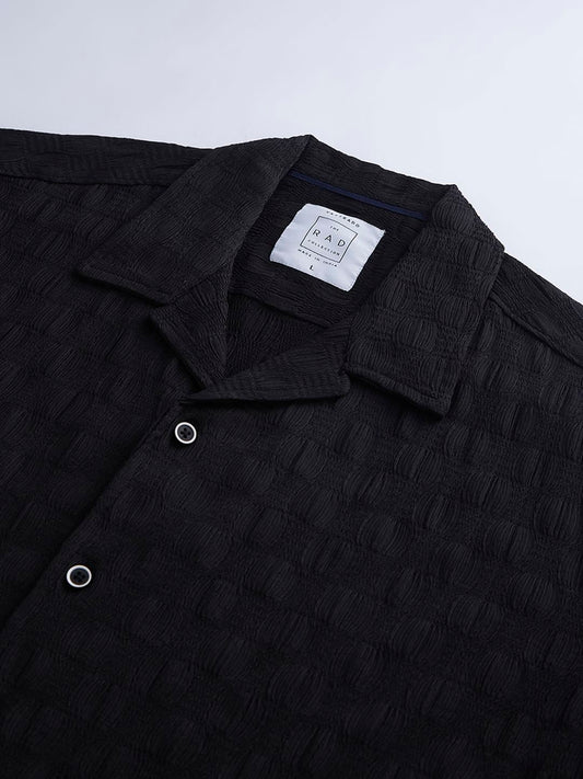 Black Crepe Textured Oversized Shirt