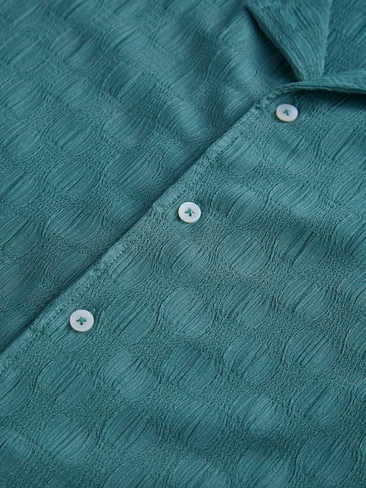 Castleton Green Crepe Textured Oversized Shirt