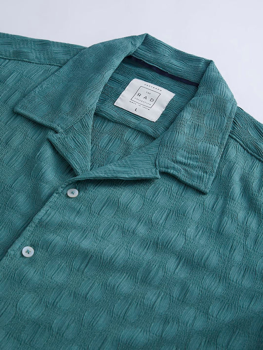 Castleton Green Crepe Textured Oversized Shirt