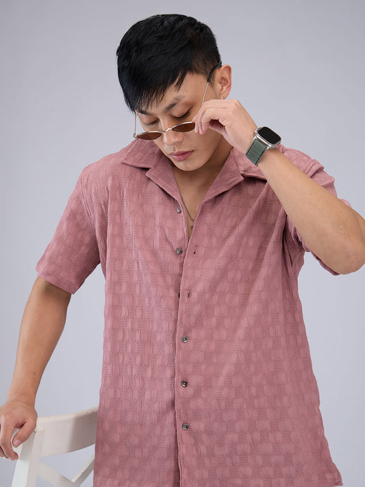 Rouge Pink Crepe Crinkled Oversized Shirt