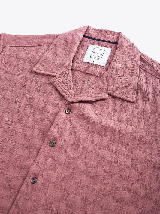 Rouge Pink Crepe Crinkled Oversized Shirt