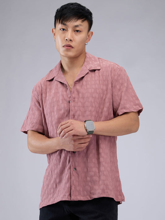 Rouge Pink Crepe Crinkled Oversized Shirt