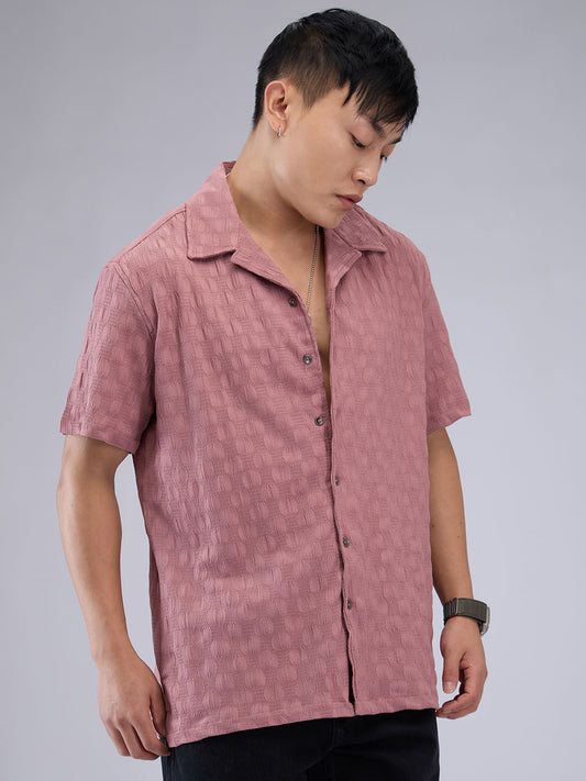 Rouge Pink Crepe Crinkled Oversized Shirt