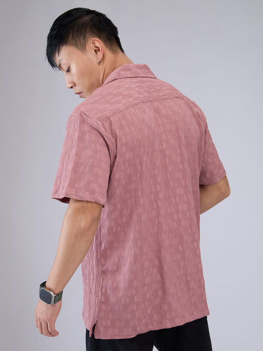 Rouge Pink Crepe Crinkled Oversized Shirt