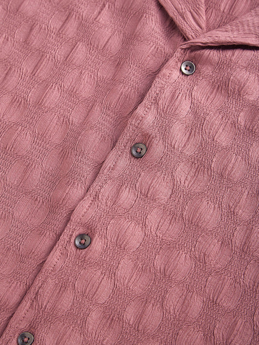 Rouge Pink Crepe Crinkled Oversized Shirt