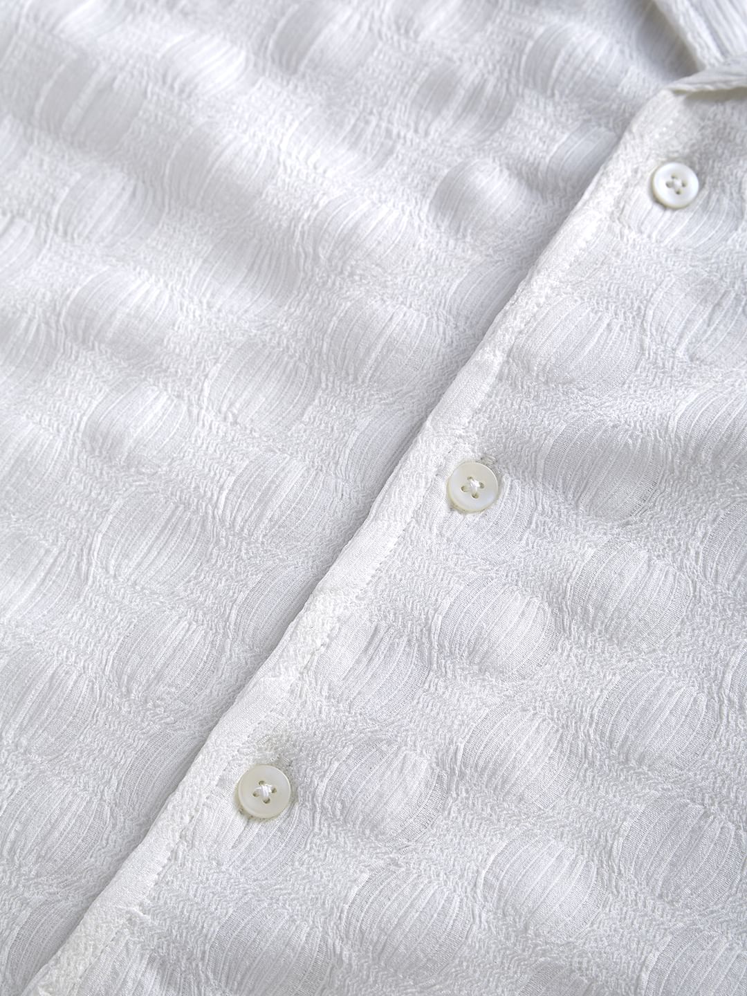 White Crepe Textured Oversized Shirt