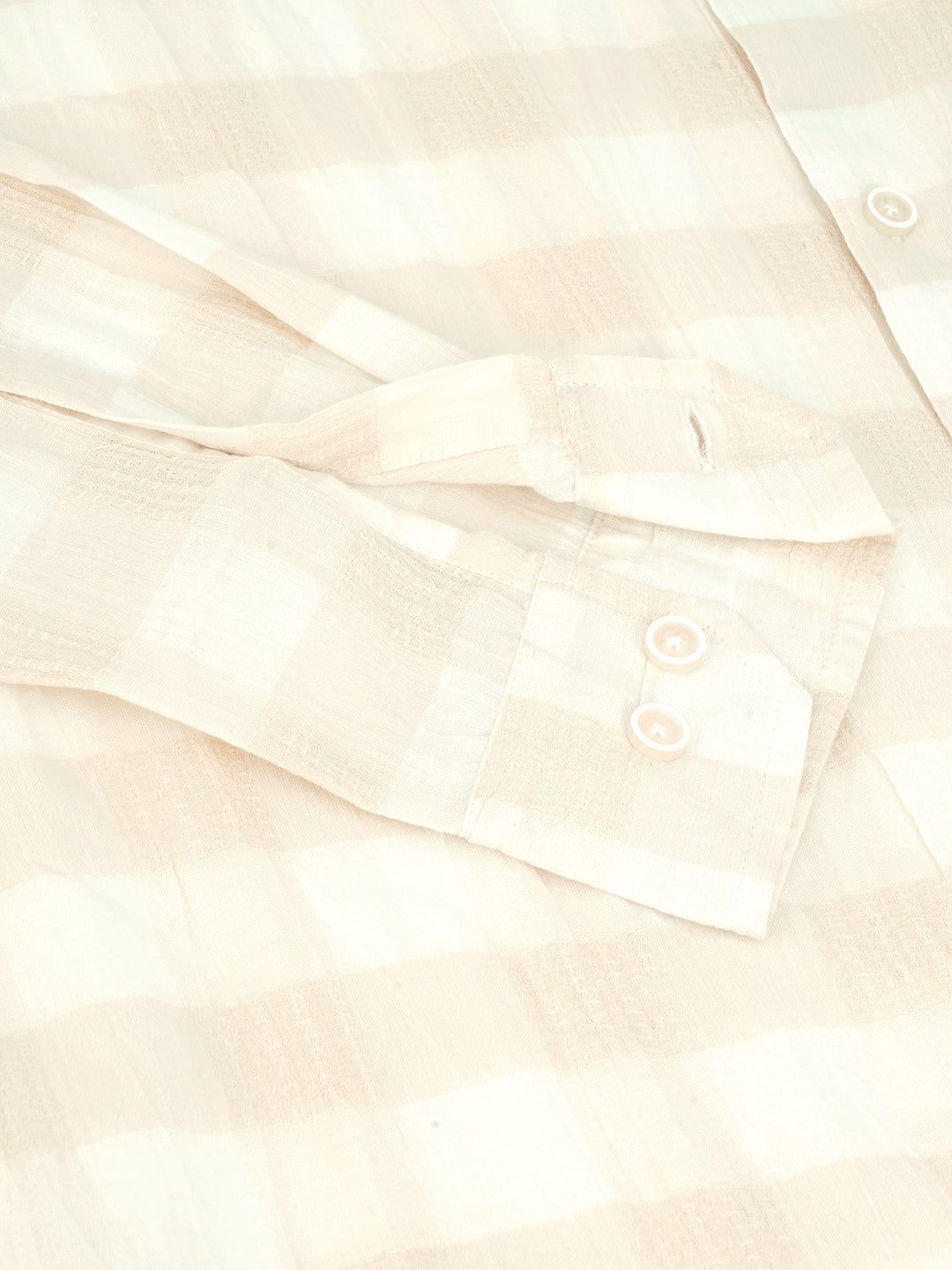 Premium Cotton Ivory Broad Checked Crepe Shirt