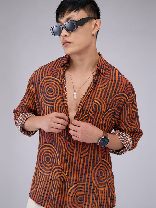 Phantasm Black Horizontal Dobby Striped Shirt