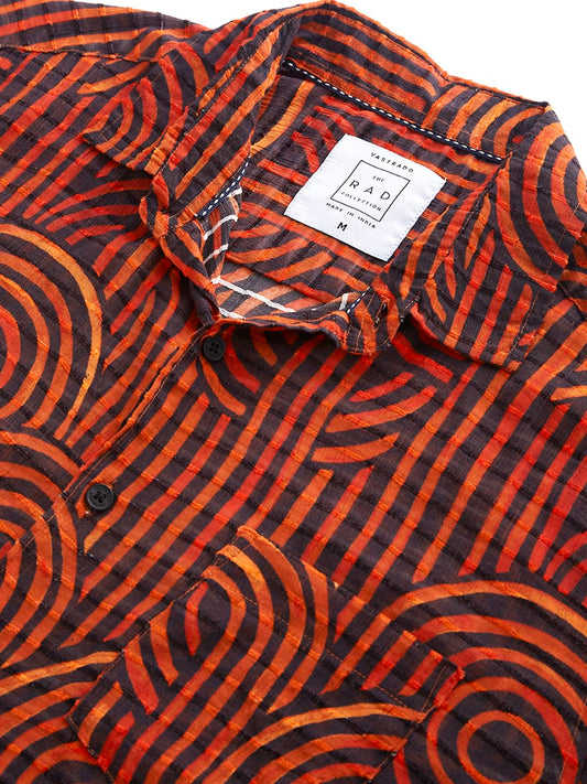 Phantasm Black Horizontal Dobby Striped Shirt