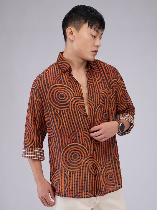 Phantasm Black Horizontal Dobby Striped Shirt