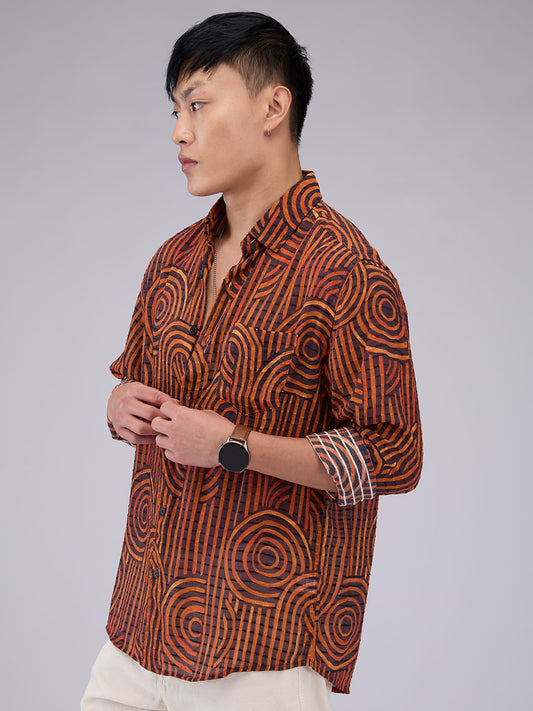 Phantasm Black Horizontal Dobby Striped Shirt