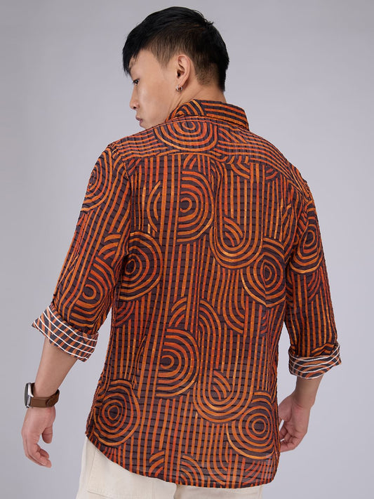 Phantasm Black Horizontal Dobby Striped Shirt