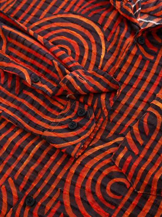 Phantasm Black Horizontal Dobby Striped Shirt
