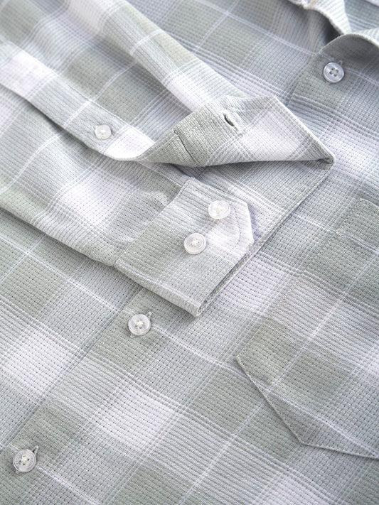Premium Cotton Pastel Green & White Tartanique Checked Shirt