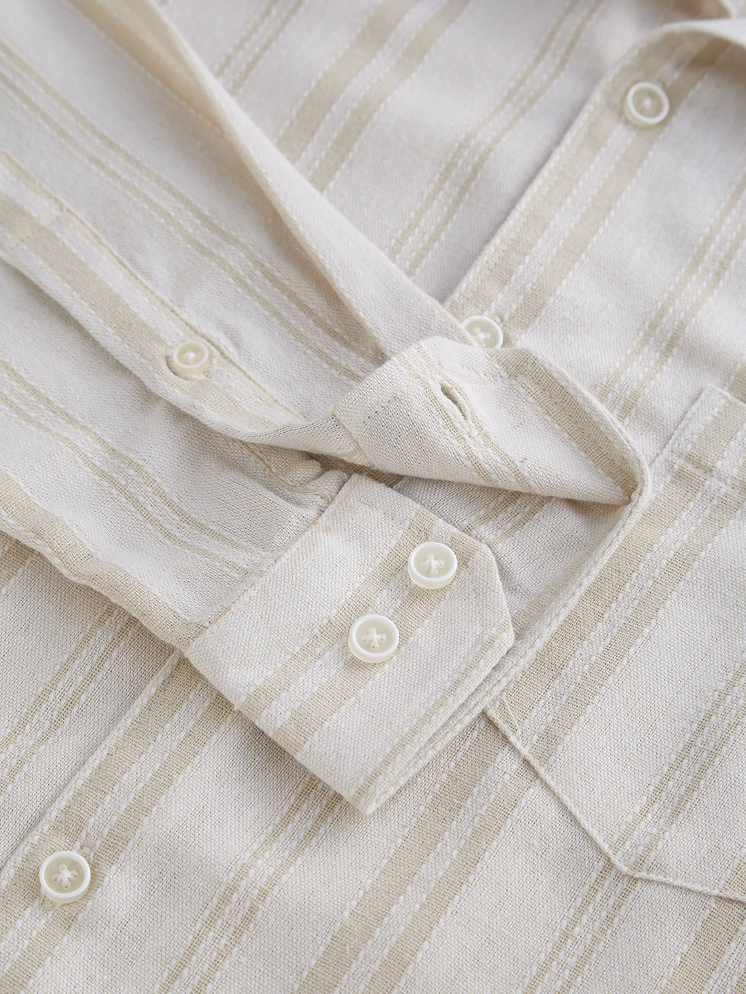 Classic Beige Dobby Striped Shirt