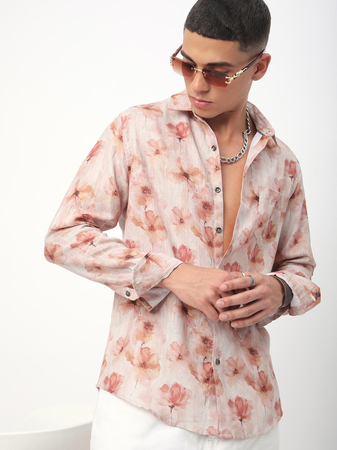 Vintage Multicolour Floral Linen Shirt