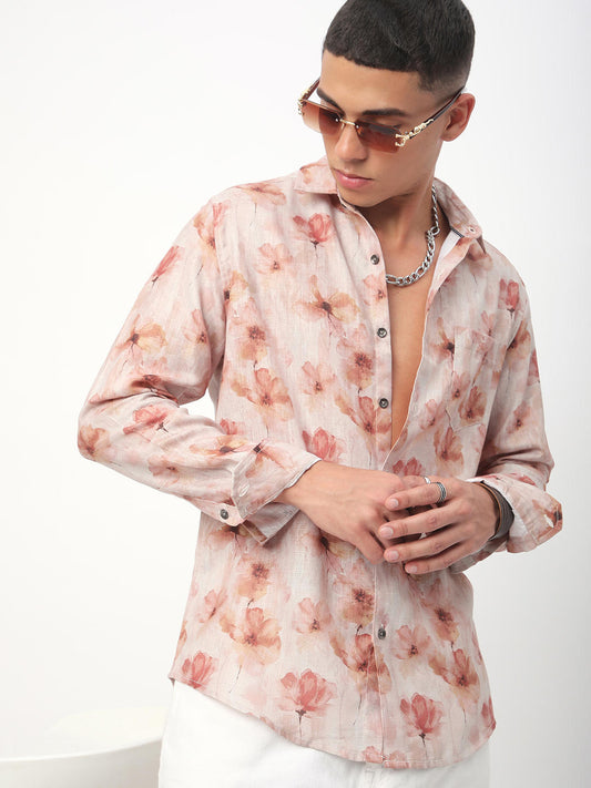Vintage Multicolour Floral Linen Shirt