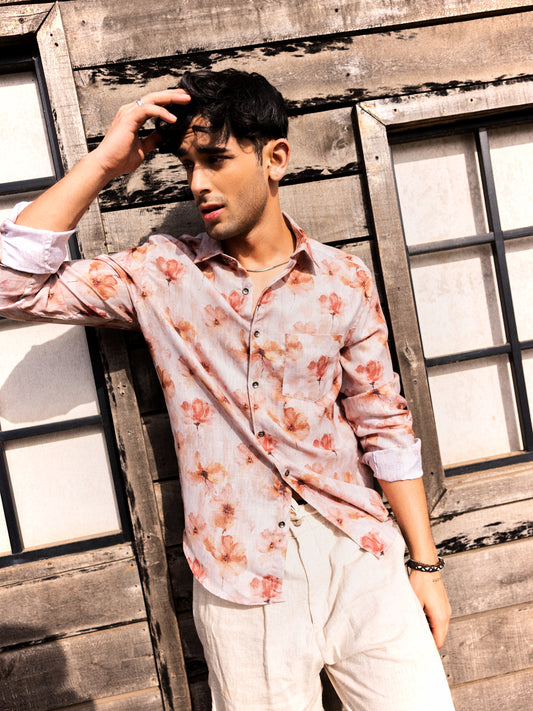 Vintage Multicolour Floral Linen Shirt