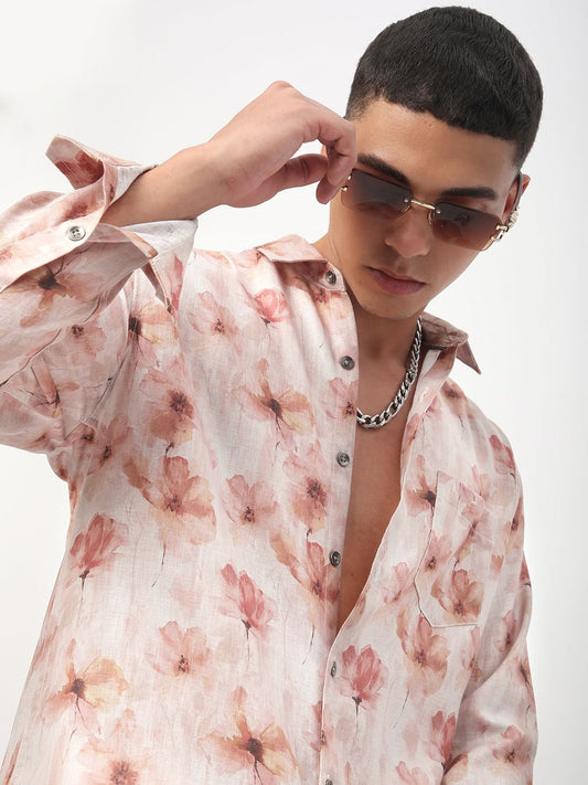 Vintage Multicolour Floral Linen Shirt