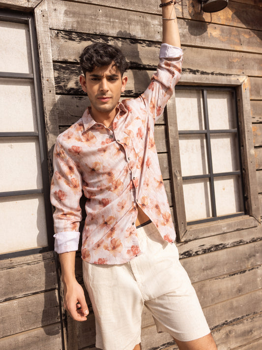 Vintage Multicolour Floral Linen Shirt