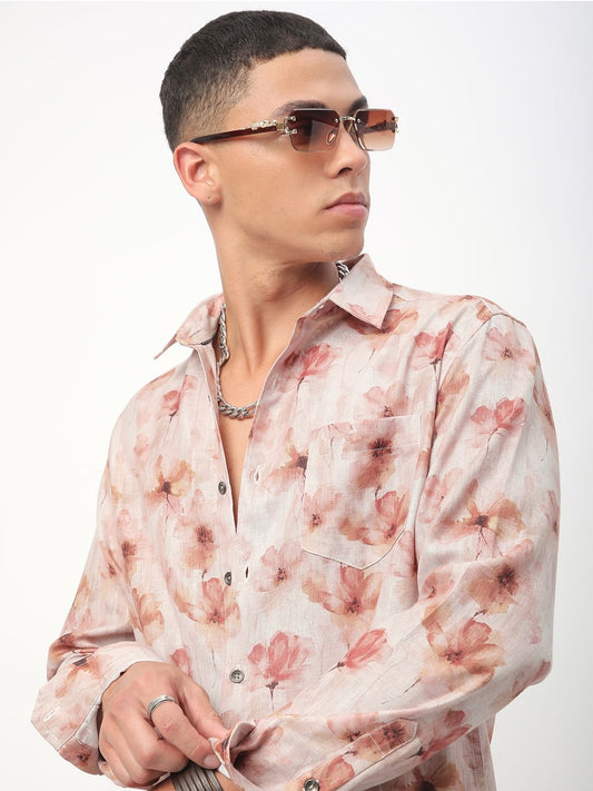 Vintage Multicolour Floral Linen Shirt