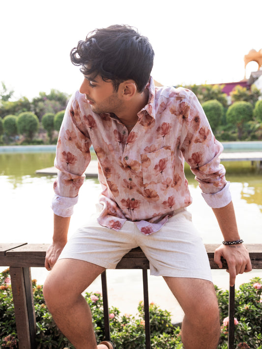 Vintage Multicolour Floral Linen Shirt