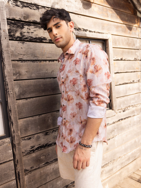 Vintage Multicolour Floral Linen Shirt