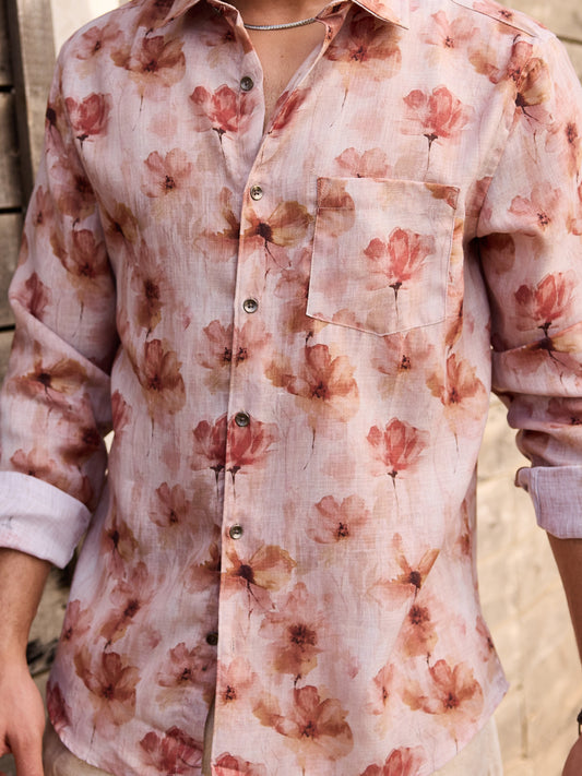 Vintage Multicolour Floral Linen Shirt