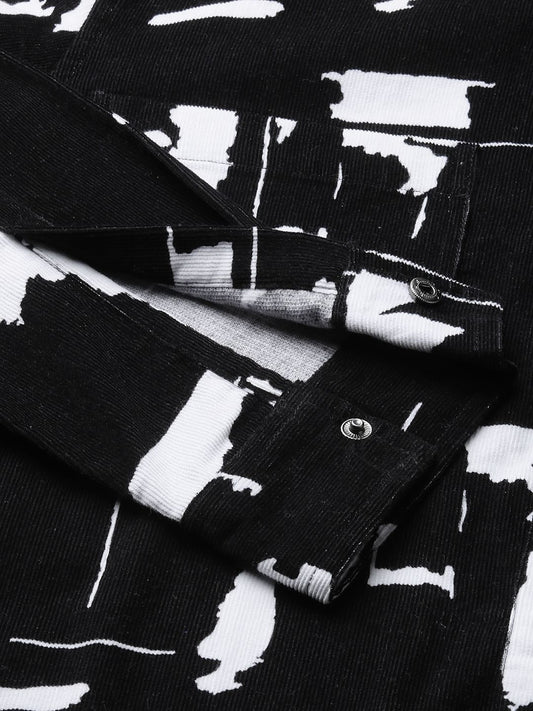 Artistic Achromatic Double Pocket Corduroy Shirt
