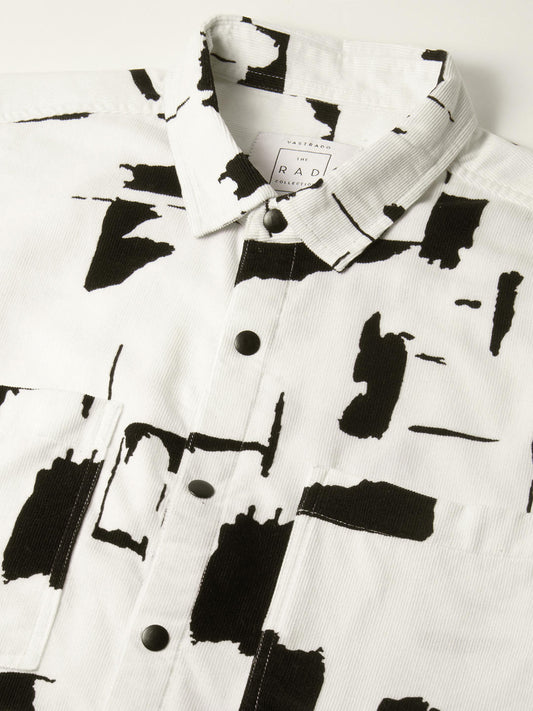 Artistic Achromatic Double Pocket Corduroy Shirt