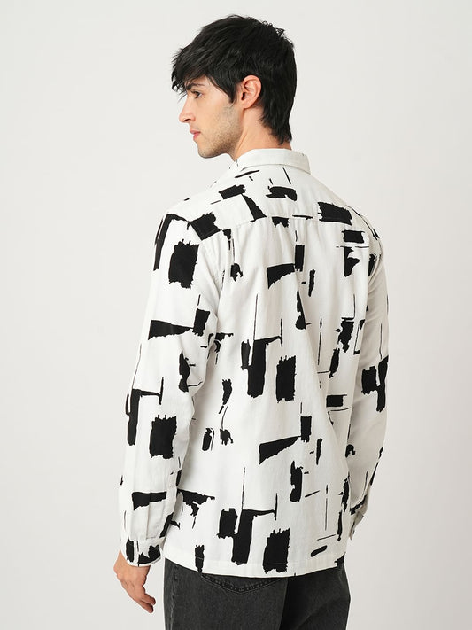 Artistic Achromatic Double Pocket Corduroy Shirt