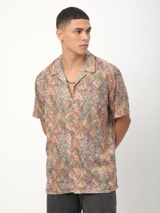 Multicolour Infinite Triangle Printed Oversized Shirt