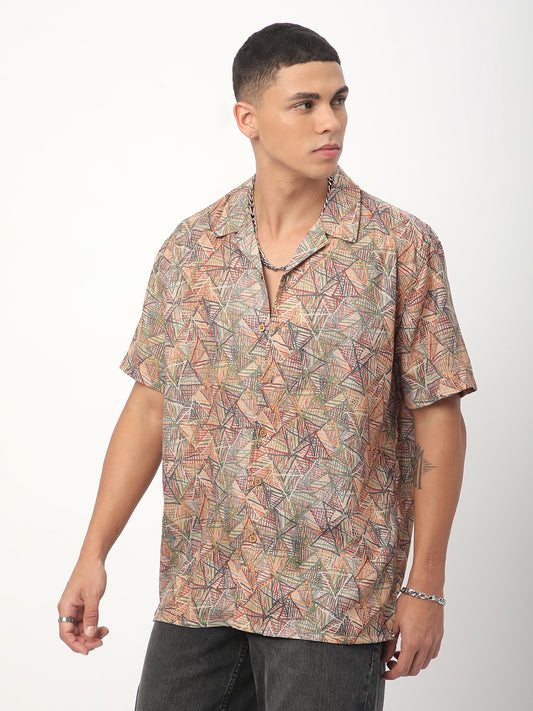 Multicolour Infinite Triangle Printed Oversized Shirt