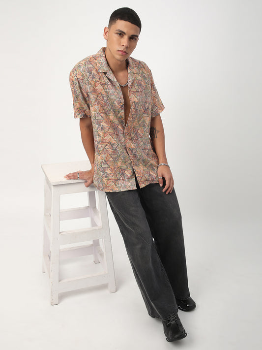 Multicolour Infinite Triangle Printed Oversized Shirt