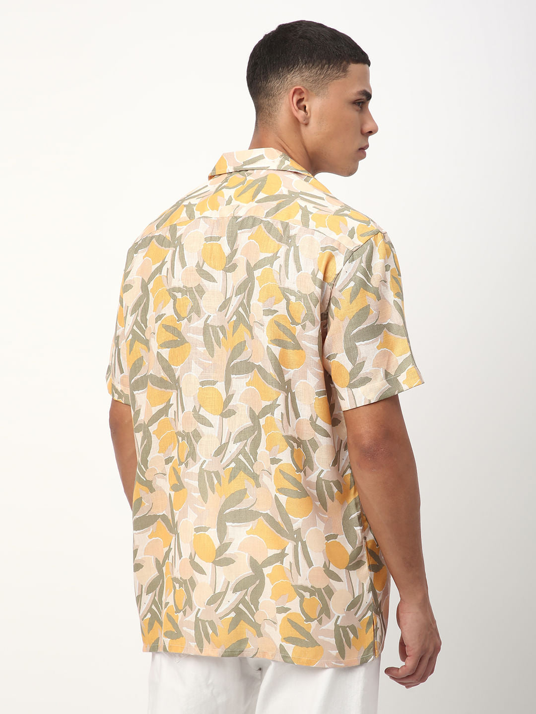 Multicolour Leafy Printed Notch Collar Oversized Shirt