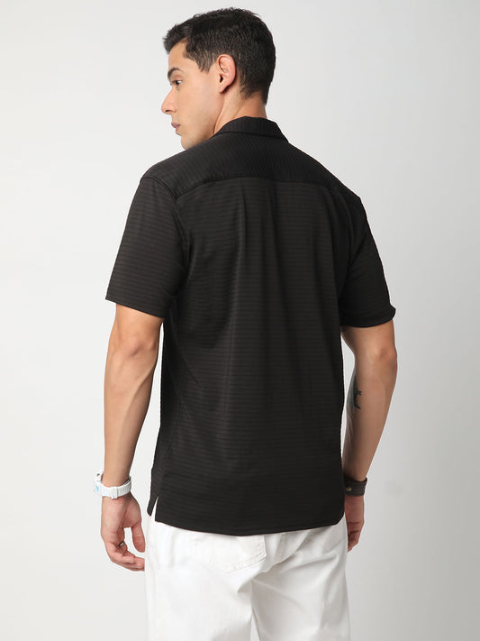 Black Line Textured Knitted Shirt