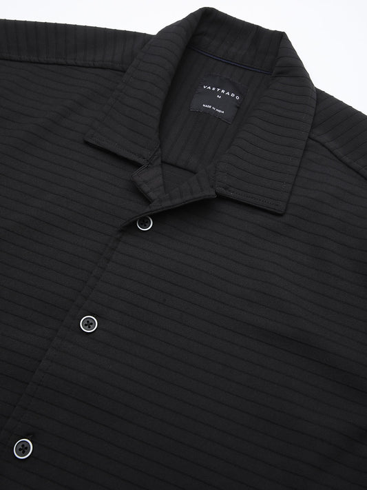 Black Line Textured Knitted Shirt
