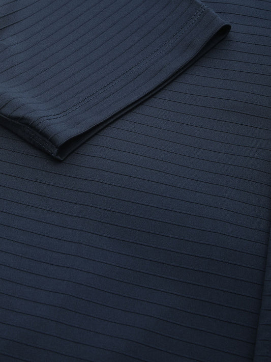 Navy Line Textured Knitted Shirt