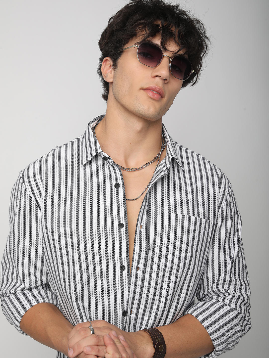 Black & White Striped Knitted Shirt