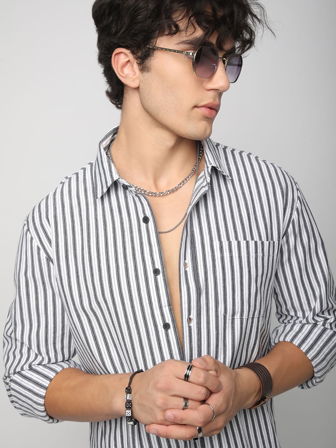 Black & White Striped Knitted Shirt