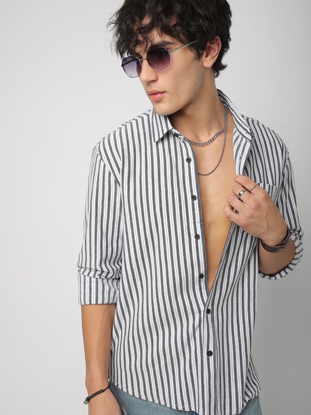 Black & White Striped Knitted Shirt
