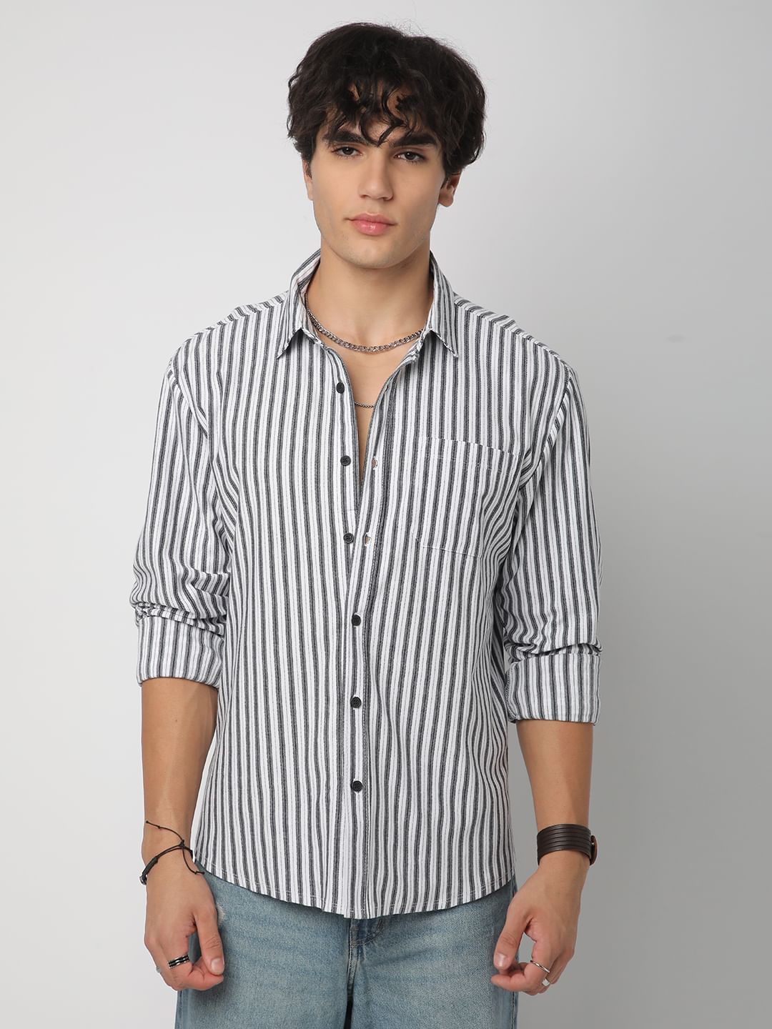 Black & White Striped Knitted Shirt