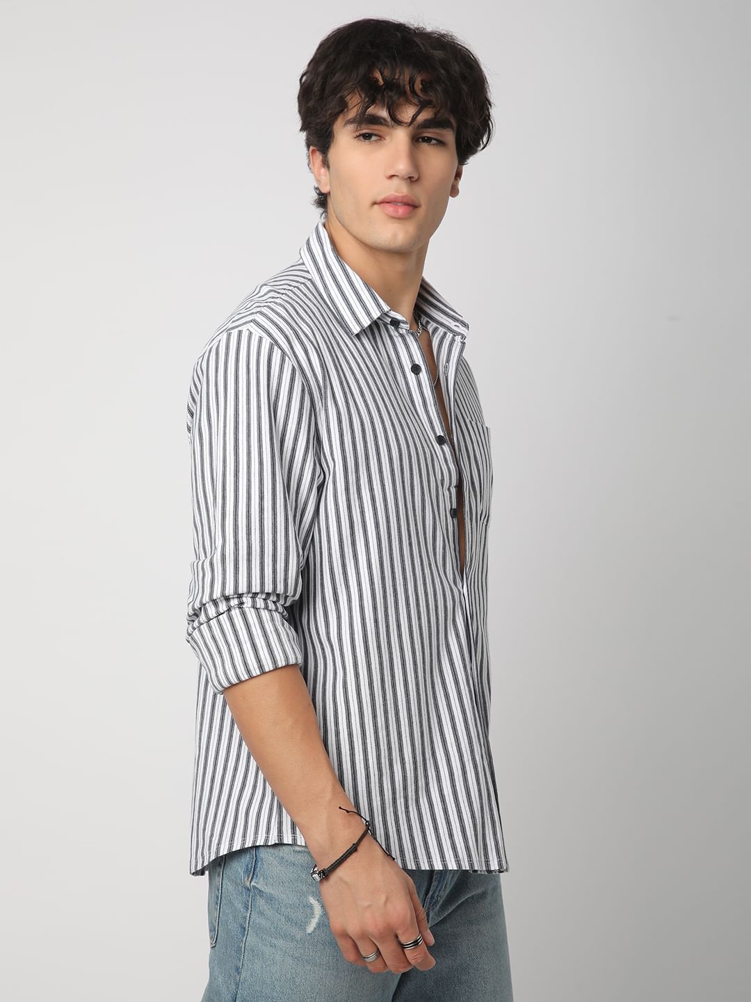 Black & White Striped Knitted Shirt