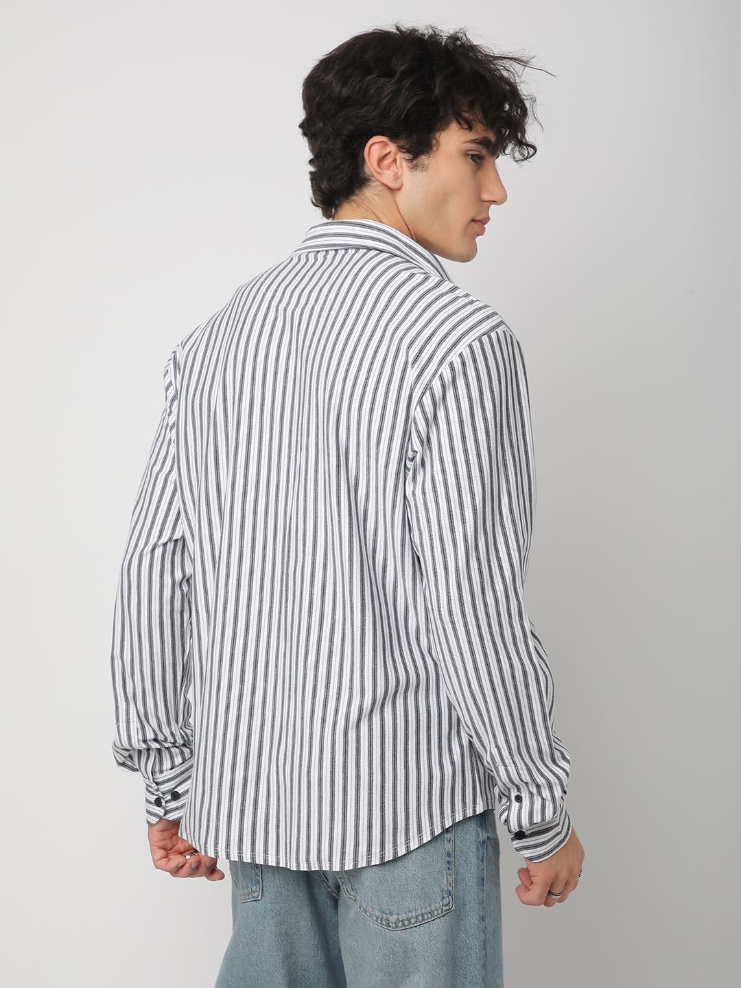 Black & White Striped Knitted Shirt