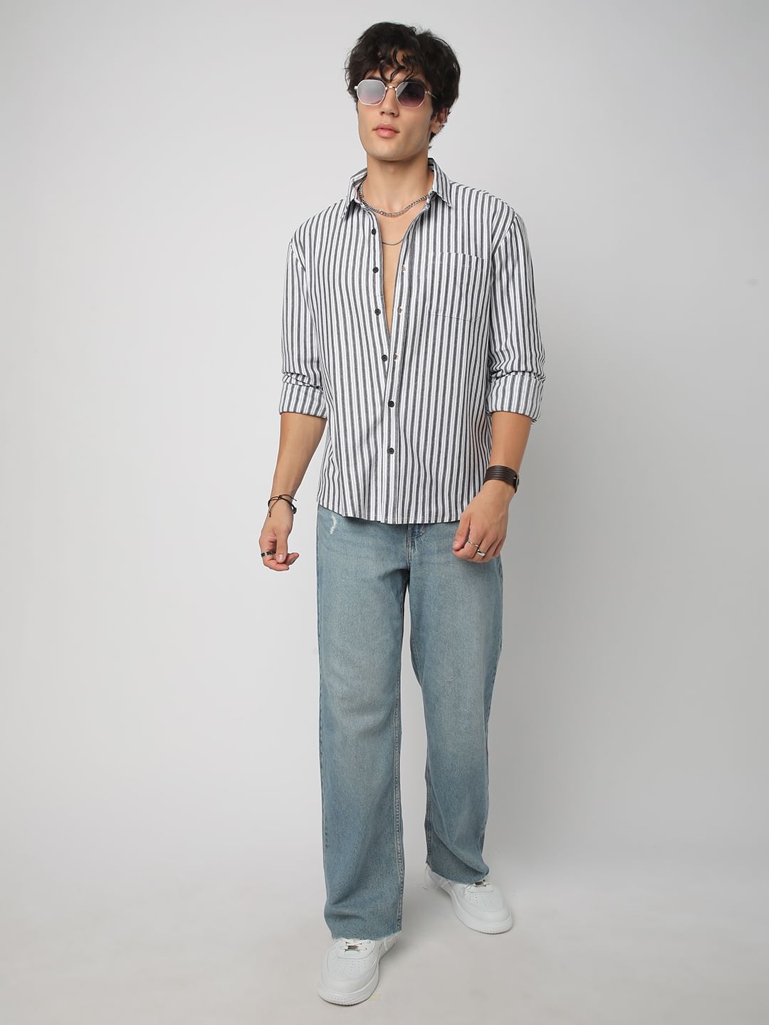 Black & White Striped Knitted Shirt