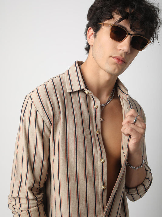 Multicolour Striped Knitted Shirt