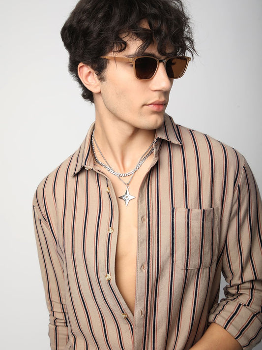 Multicolour Striped Knitted Shirt